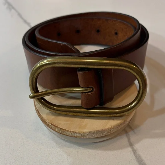 Treasure & Bond Brown Belt with Brass Buckle - Picture 1 of 4